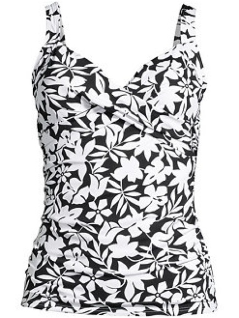 Lands' End Havana Floral V-Neck Wrap Tankini Swimsuit Top